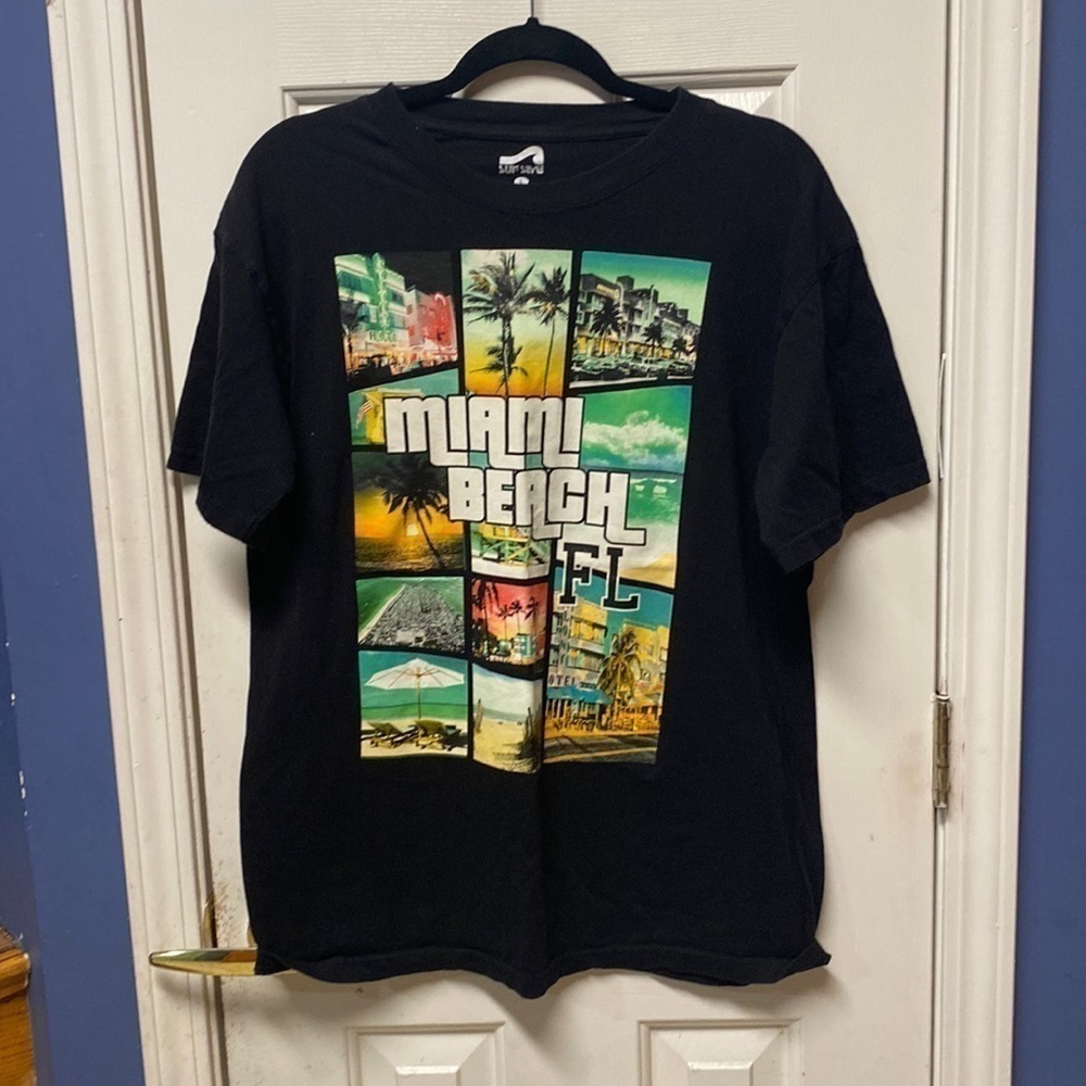 Surf Style Mens L Miami Beach Shirt style print